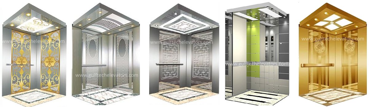 elevator cabins silver golden